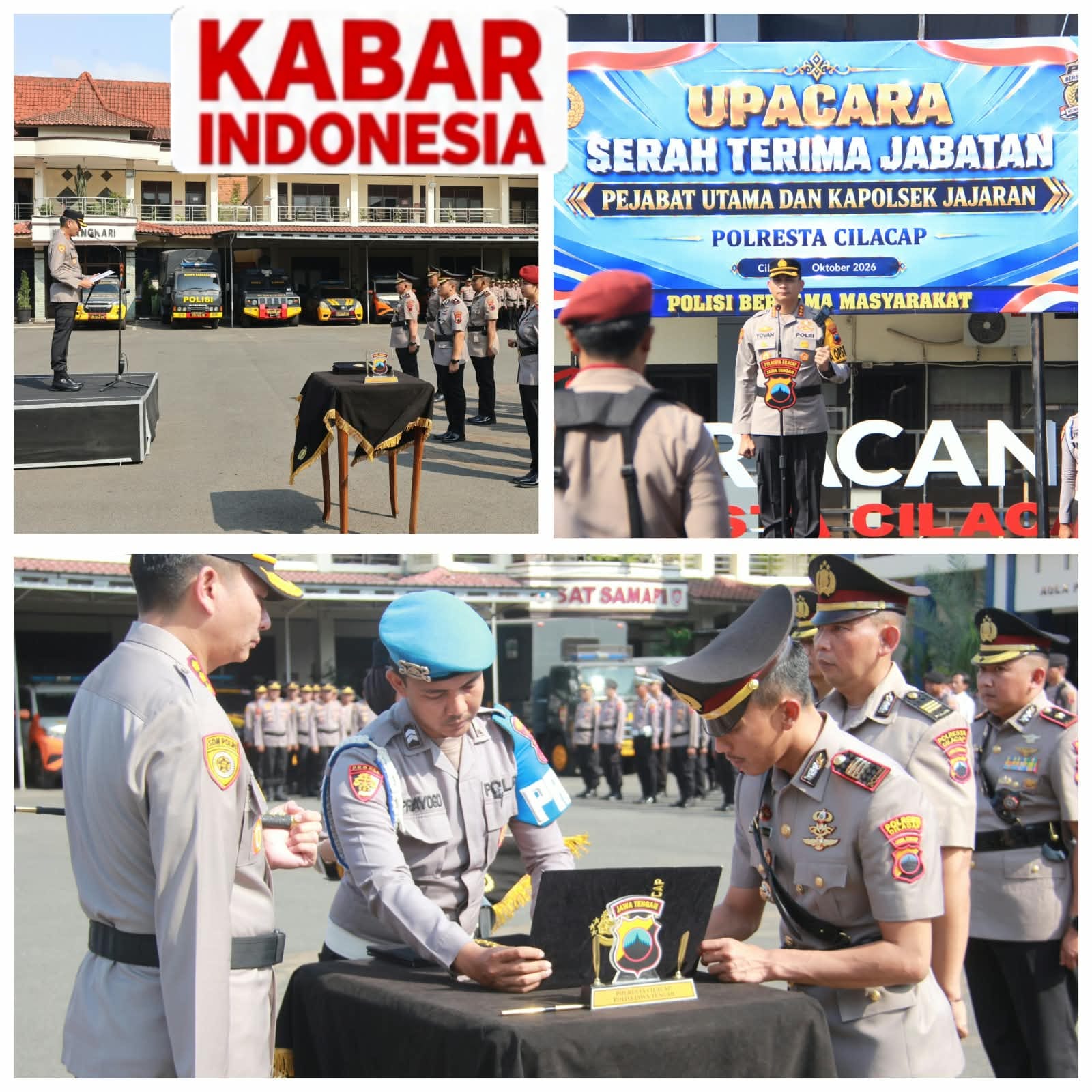 Polresta Cilacap Gelar Serah Terima Jabatan Pejabat Utama dan Kapolsek Jajaran, Kapolresta Tekankan Peningkatan Pelayanan