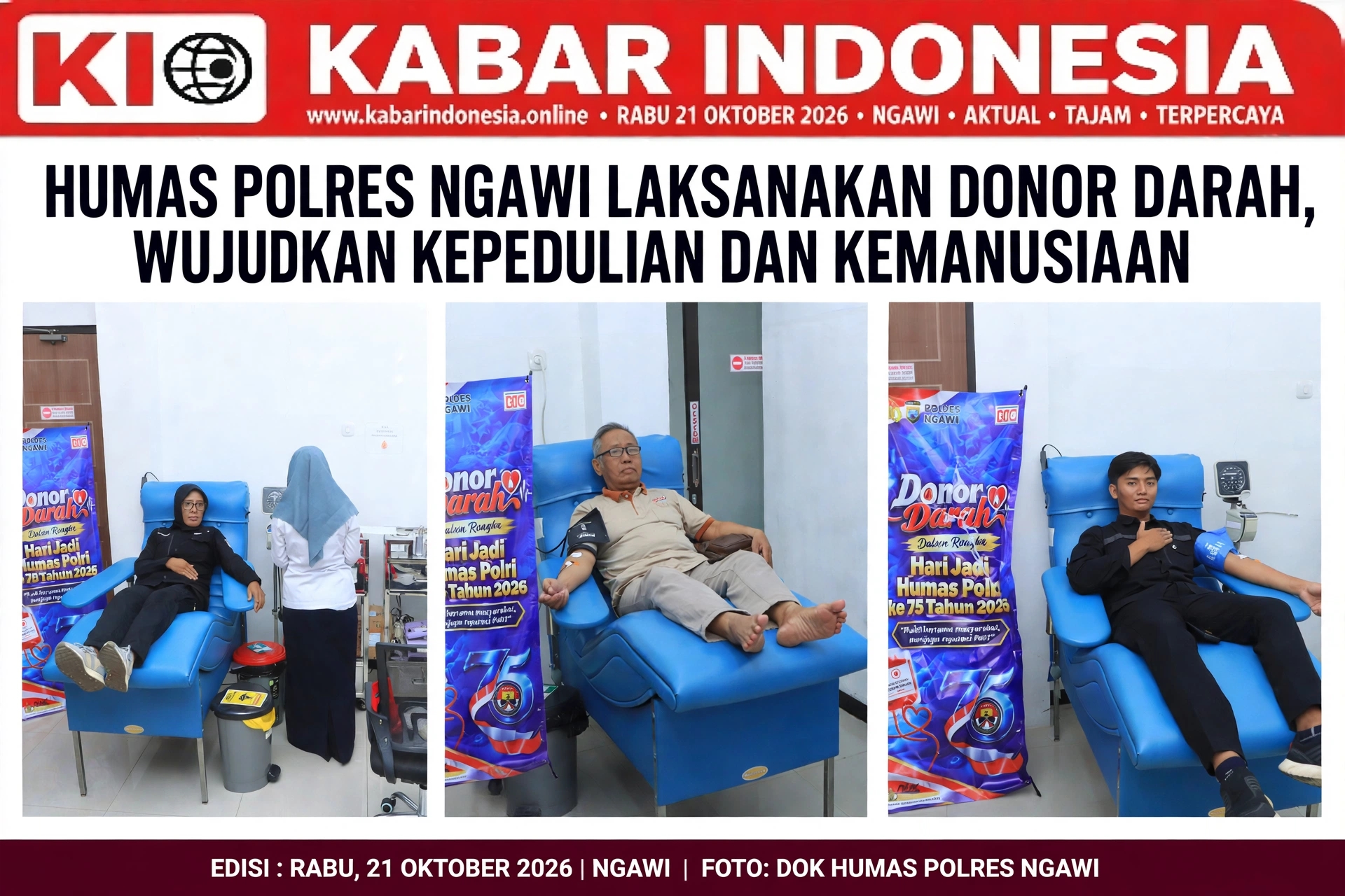 Humas Polres Ngawi Laksanakan Donor Darah, Wujudkan Kepedulian dan Kemanusiaan